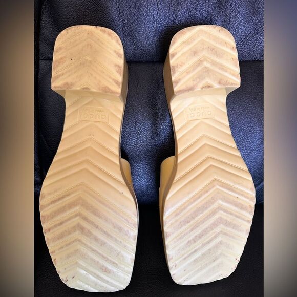 Gucci Yellow Slip-On Sandals EU 38 – Iconic Style with Chunky Heel & Logo - Picture 9 of 17